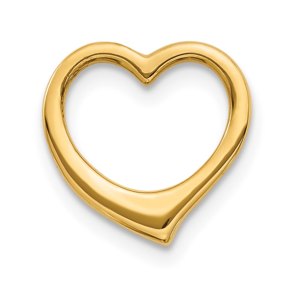 14k Yellow Gold Polished Floating Heart Chain Slide