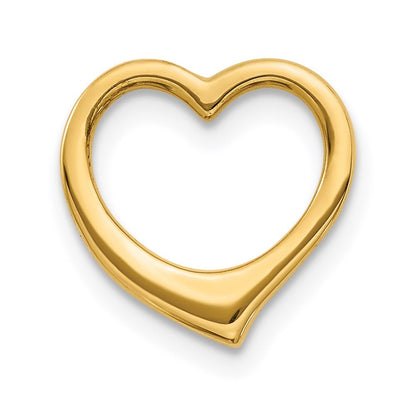 14k Yellow Gold Polished Floating Heart Chain Slide