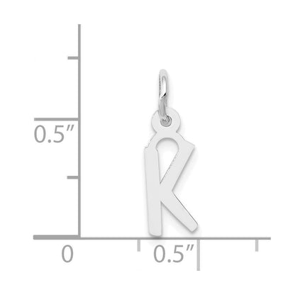 14k White Gold Small Slanted Block Letter K Initial Charm Pendant for Women