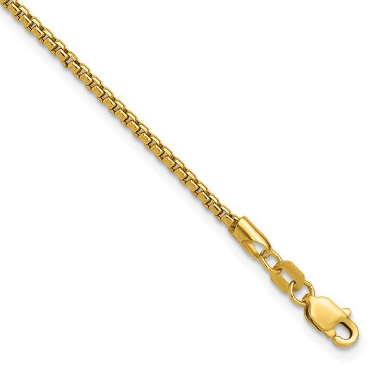 14k Yellow Gold 7 inch 1.75mm Semi-Solid Round Box Bracelet