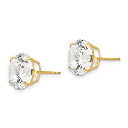 14k Yellow Gold 10mm Round CZ Earrings