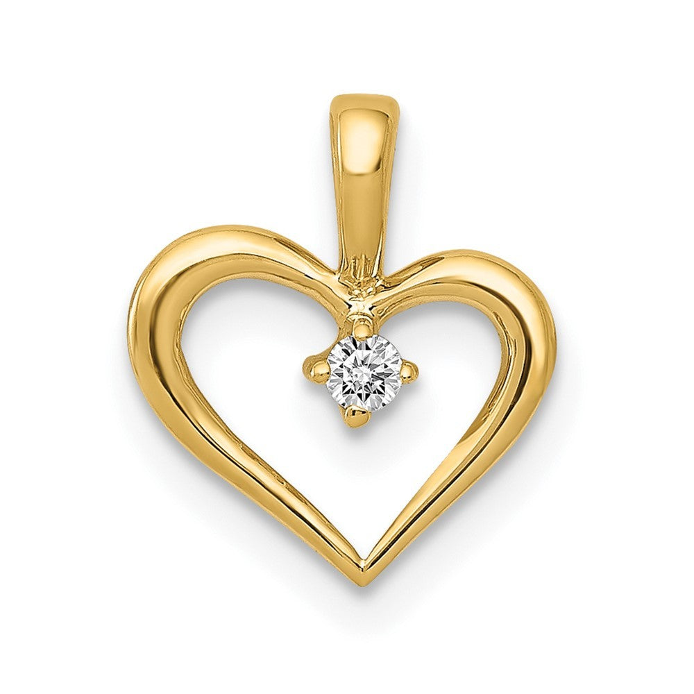 14k Yellow Gold 1/20 carat AA Diamond Heart Pendant
