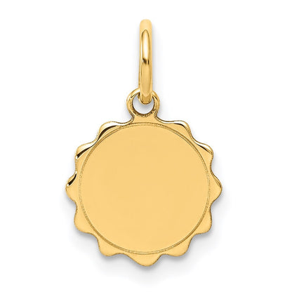 14k Yellow Gold .013 Gauge Engravable Scalloped Disc Charm Pendant