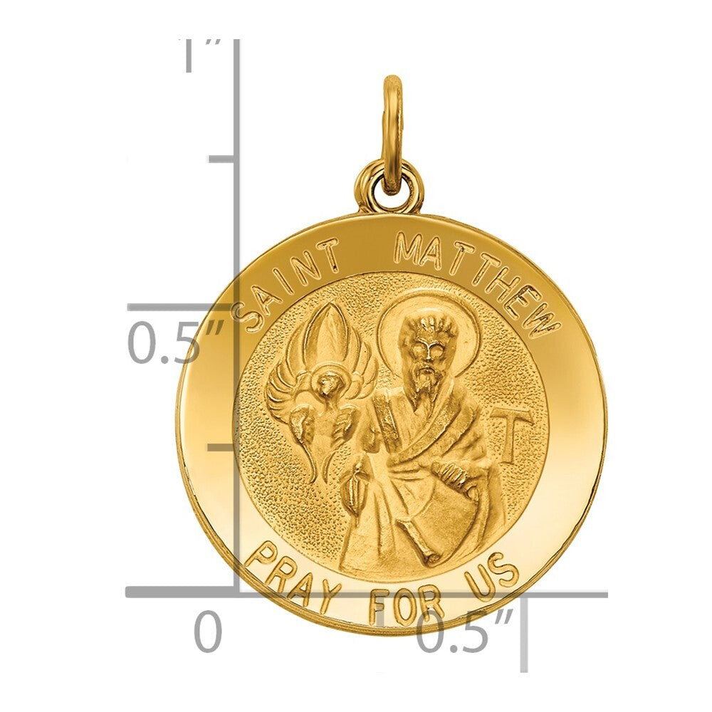 14k Yellow Gold Saint Matthew Medal Pendant for Women
