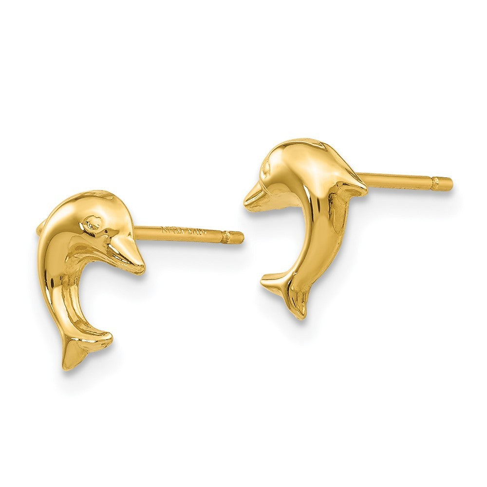 14k Yellow Gold Small Dolphin Earrings