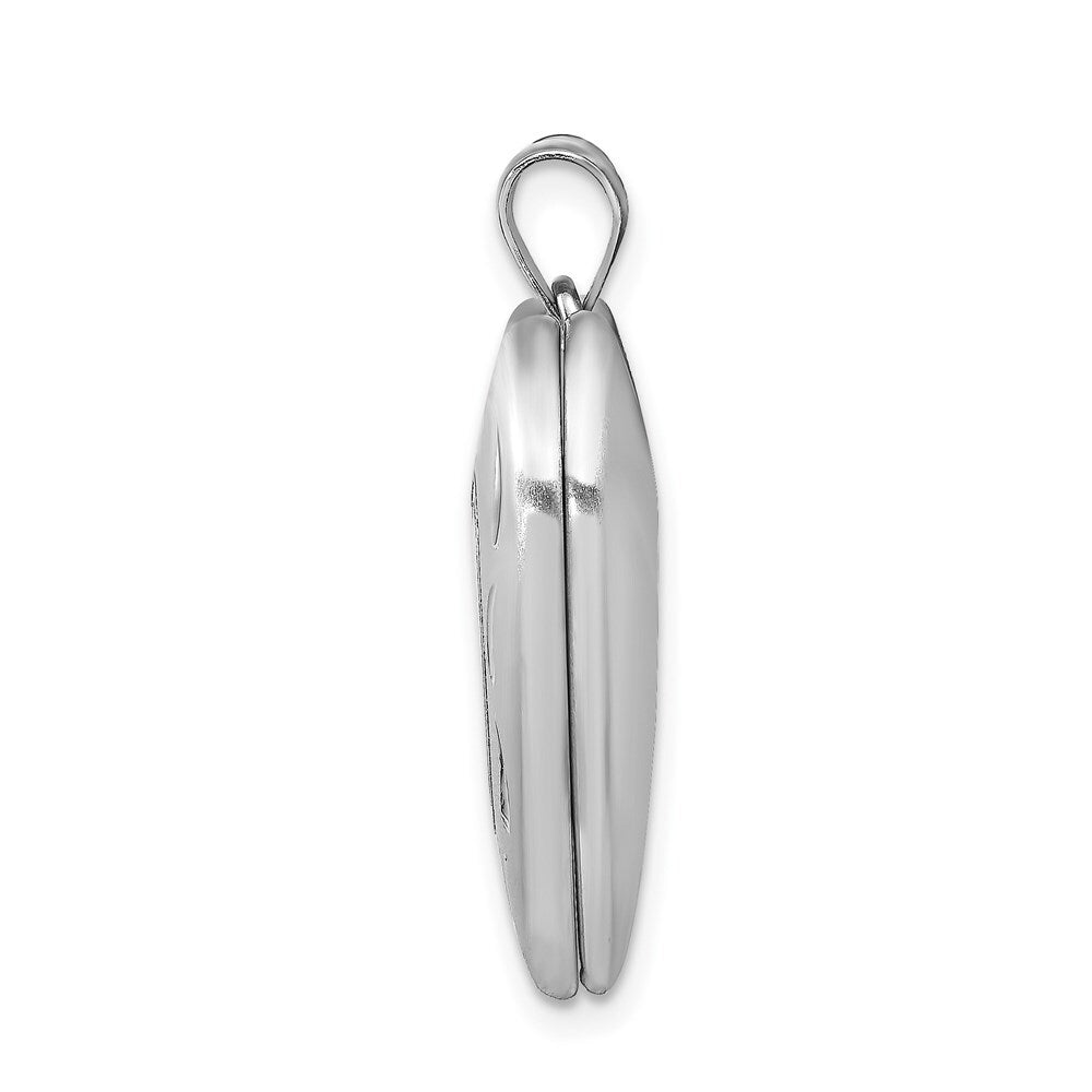 Sterling Silver Rhodium-plated 24mm Diamond-cut Heart Locket