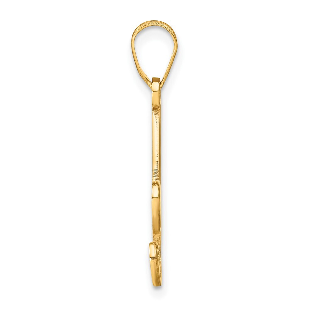 14k Yellow Gold Script Letter A Initial Pendant with Diamond for Women