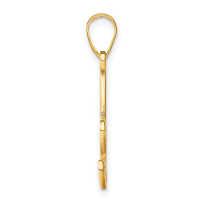 14k Yellow Gold Script Letter A Initial Pendant with Diamond for Women