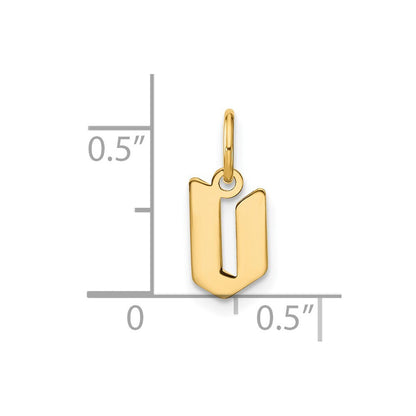 14k Yellow Gold Lowercase Letter V Initial Pendant for Women