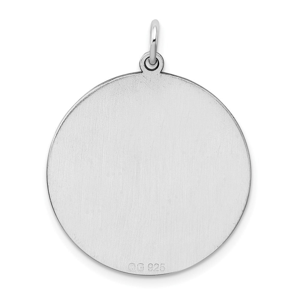 Sterling Silver Rhod-plated Rnd Polish Front Satin Back Disc Charm