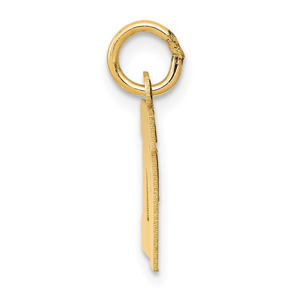 14k Yellow Gold Small Block Letter N Initial Charm Pendant for Women