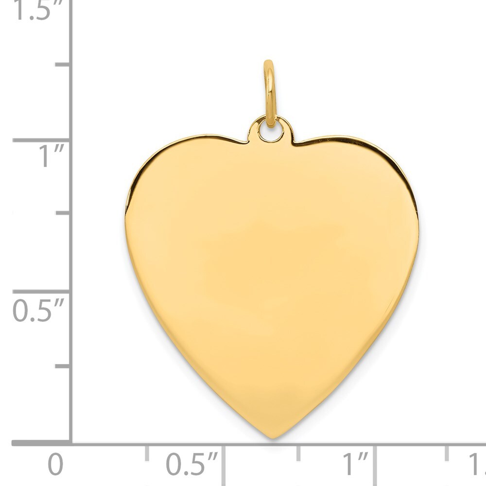 14k Yellow Gold Plain .013 Gauge Engravable Heart Disc Charm