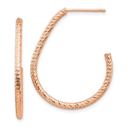 14k Rose Gold Polished Diamond-cut Dangle Earrings