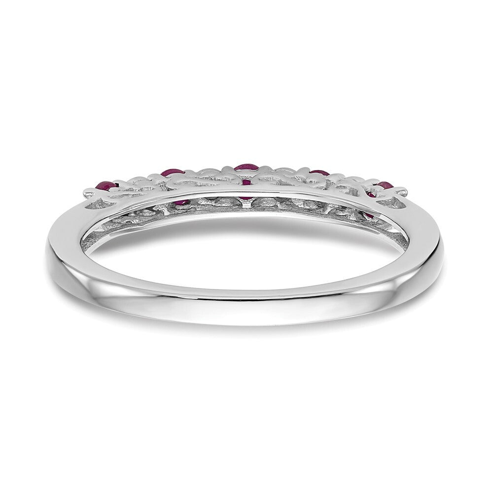14k White Gold .01 carat Diamond and Ruby Complete Band Size 7