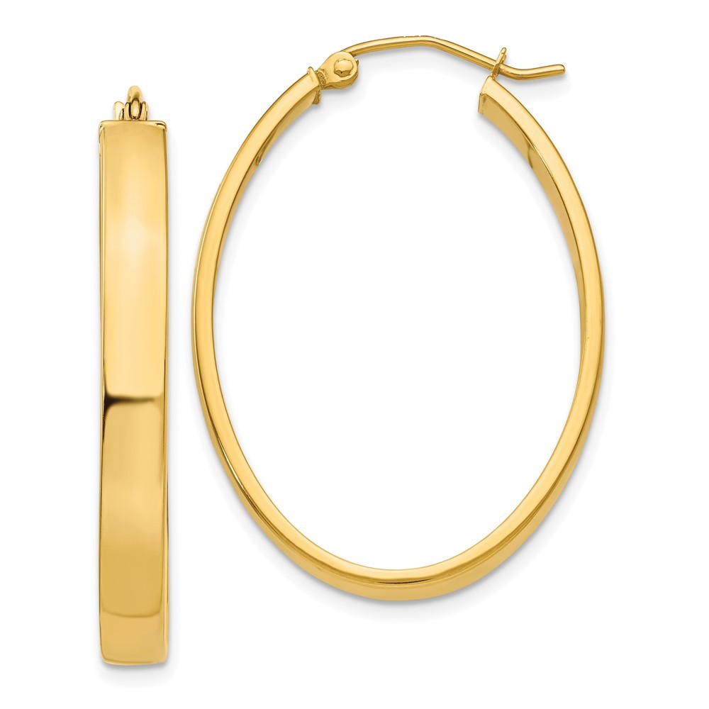 14k Yellow Gold Lightweight Oval Hoop Earrings