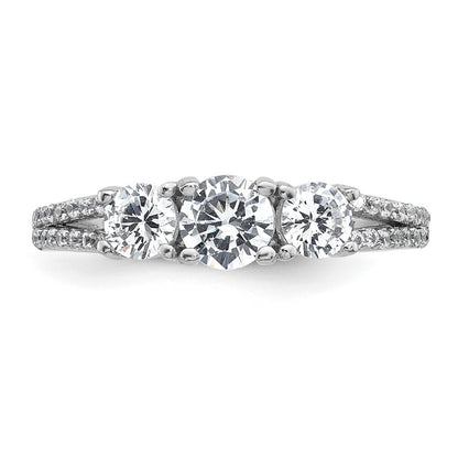 Sterling Silver Rhodium-plated Polished CZ Three Stone Ring Size 7