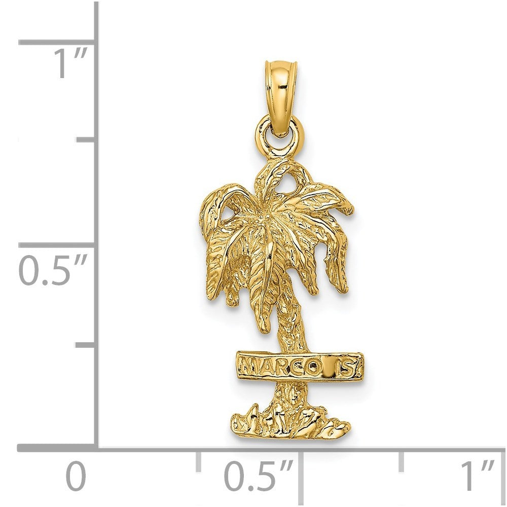 14k Yellow Gold MARCO IS. Palm Tree Charm Pendant