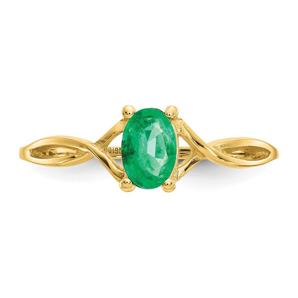 14K Yellow Gold Emerald Birthstone Ring
