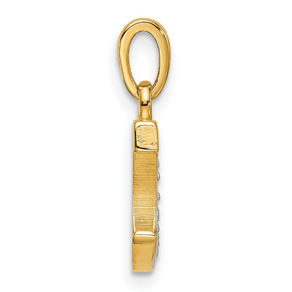 14k Yellow Gold with Rhodium Diamond Letter C Initial Pendant