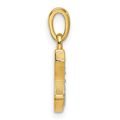 14k Yellow Gold with Rhodium Diamond Letter C Initial Pendant