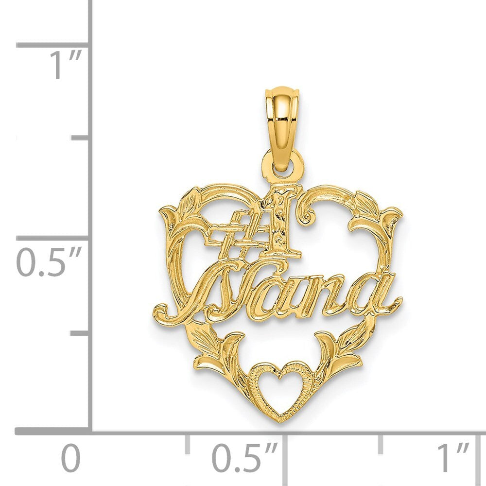 14k Yellow Gold #1 NANA in Heart Charm Pendant for Women