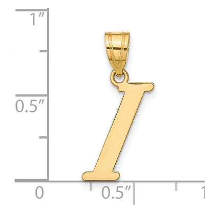 14k Yellow Gold Polished Letter I Initial Pendant for Women