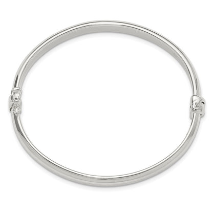 Sterling Silver Polished Textured Hinged Bangle Bracelet