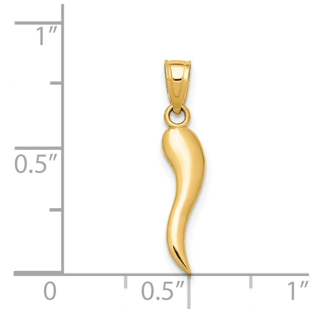 14k Yellow Gold Italian Horn Pendant for Women