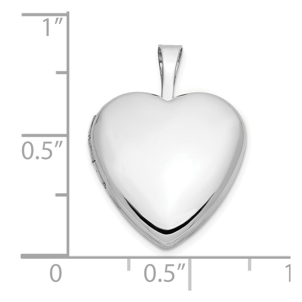 14k White Gold 16mm Heart Locket Pendant for Women