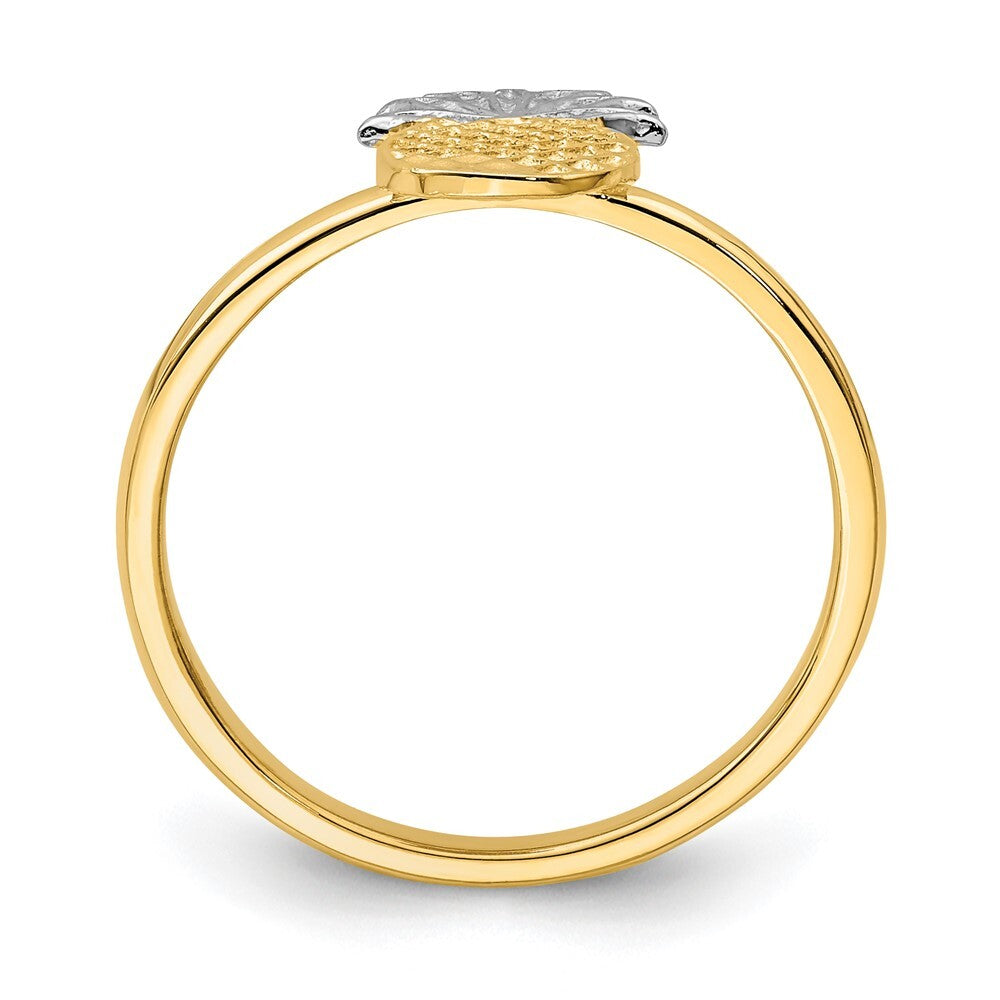 14K Yellow Gold and White Rhodium Polished Pineapple Ring