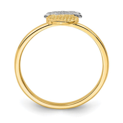 14K Yellow Gold and White Rhodium Polished Pineapple Ring