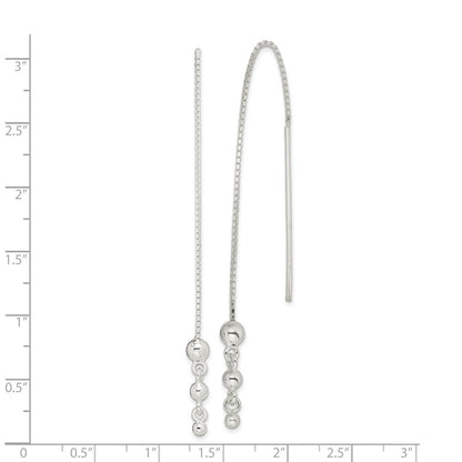 Sterling Silver Polished Triple Graduated Ball Threader Earrings