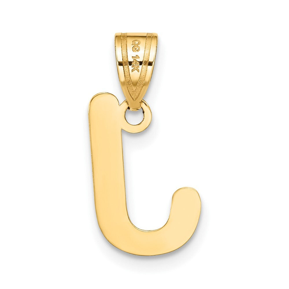 14k Yellow Gold Polished Bubble Letter J Initial Pendant for Women