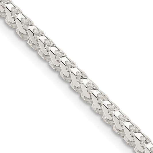 Sterling Silver 3.1mm Diamond-Cut Square Franco Chain Necklace