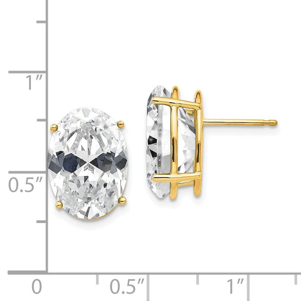 14k Yellow Gold 14x10mm Oval Cubic Zirconia Stud Earrings