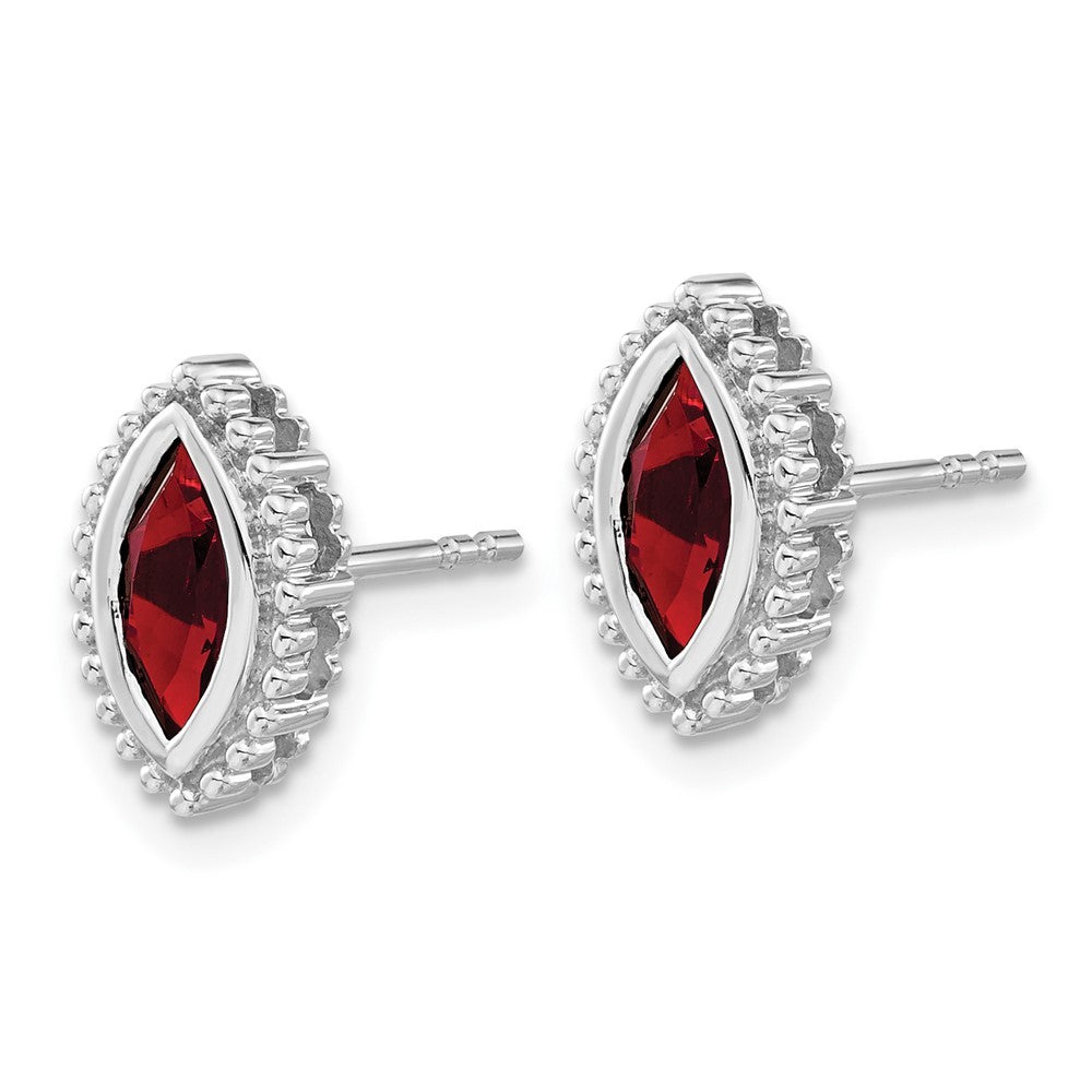 14k White Gold Marquise Garnet Earrings