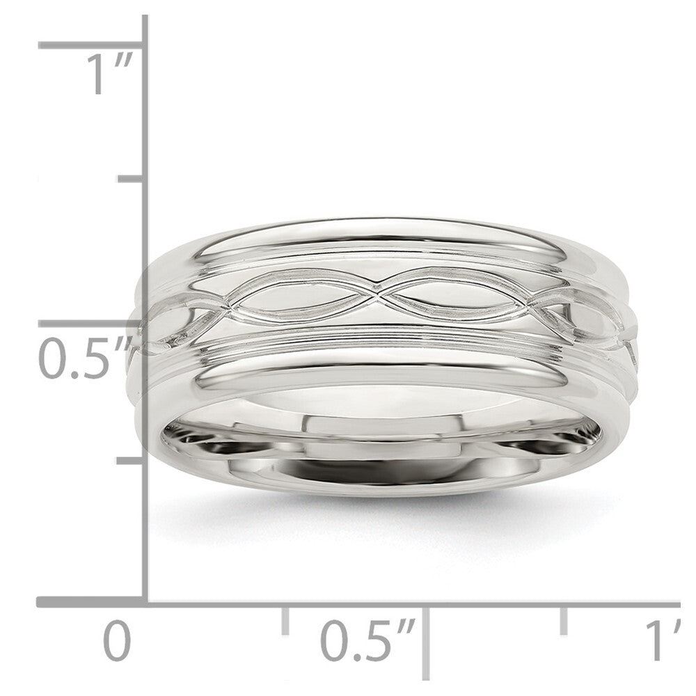 Sterling Silver 7mm Polished Flat Intertwined Beveled Edge Band Ring Size 8