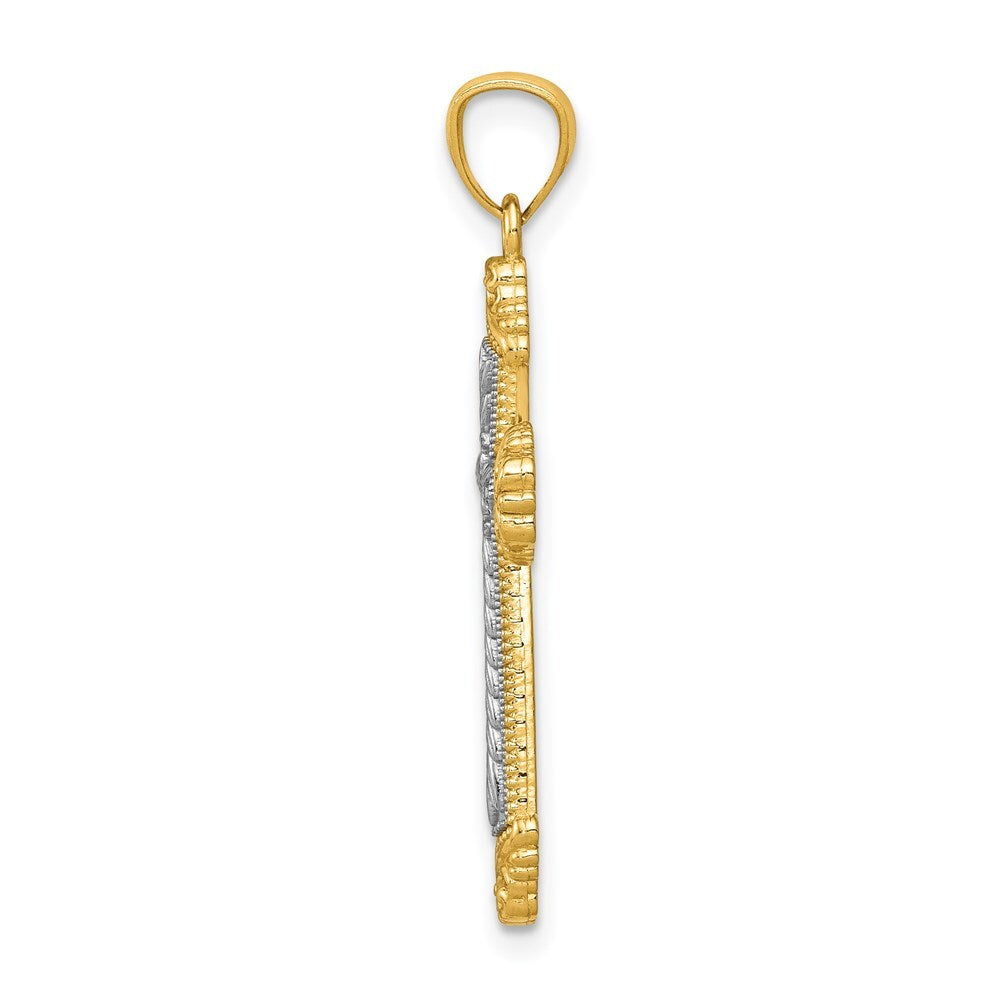 14k Two-tone Gold Polished Cross Pendant for Women
