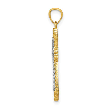 14k Two-tone Gold Polished Cross Pendant for Women