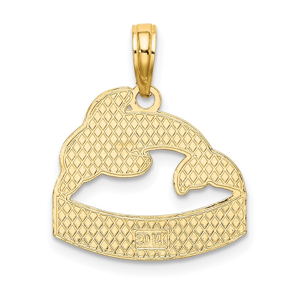14k Yellow Gold SAN DIEGO Banner Dolphins Charm Pendant for Women