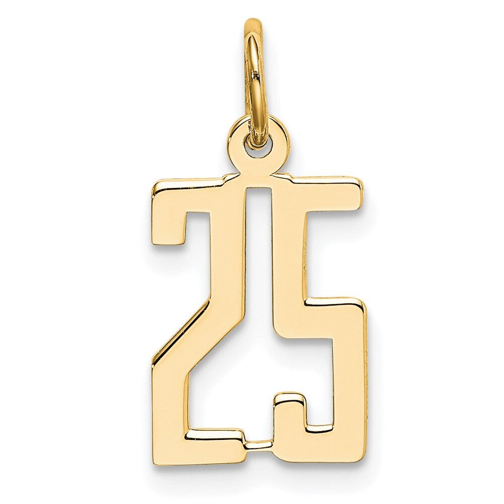 14k Yellow Gold Small Elongated Number 25 Charm Pendant for Women