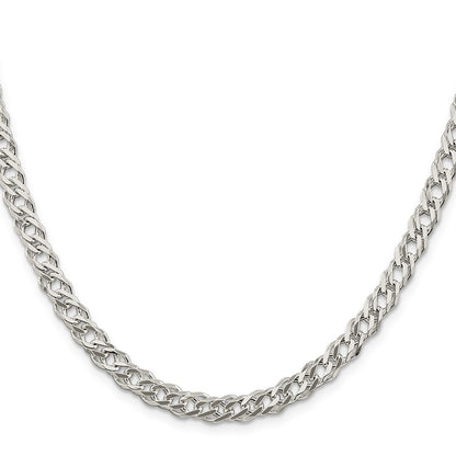Sterling Silver 5.65mm 6 Side Diamond-Cut Flat Double Curb Chain Necklace