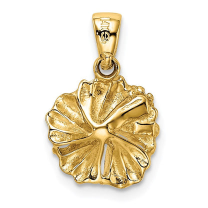 14k Yellow Gold Textured Hibiscus Flower Charm