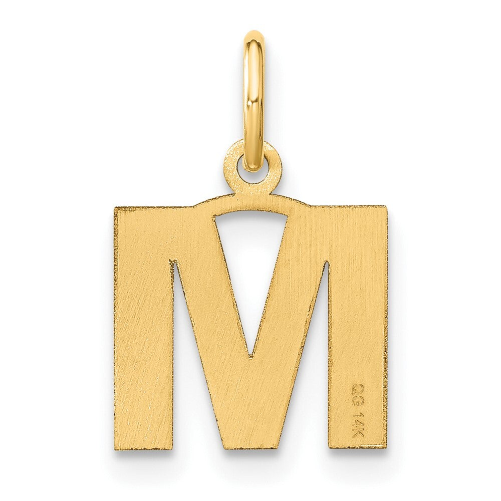 14k Yellow Gold Letter M Initial Pendant for Women