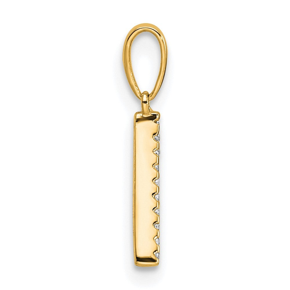 14k Yellow Gold Diamond Letter A Initial Pendant