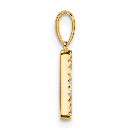 14k Yellow Gold Diamond Letter A Initial Pendant