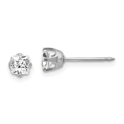 14k White Gold 5mm Sq Cubic Zirconia Stud Earrings
