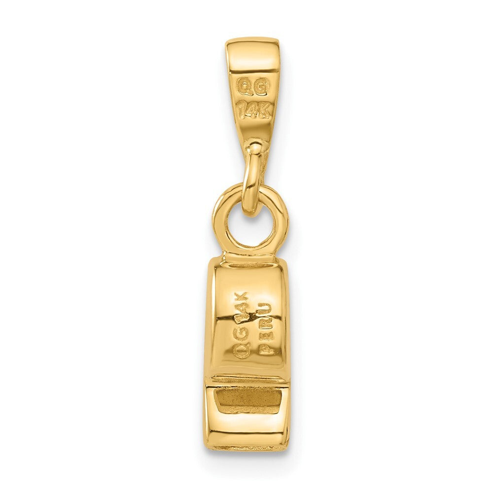 14k Yellow Gold 3D Sports Whistle Pendant for Women