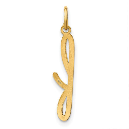 14k Yellow Gold Lower case Letter F Initial Charm Pendant for Women