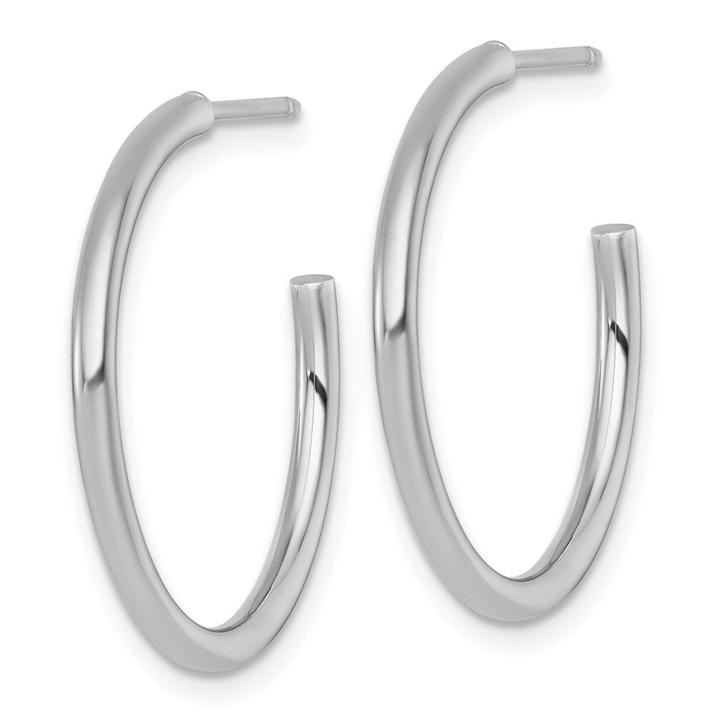 14k White Gold Polished 2.0 x 25mm Tube C-Hoop Earrings Gift for Women